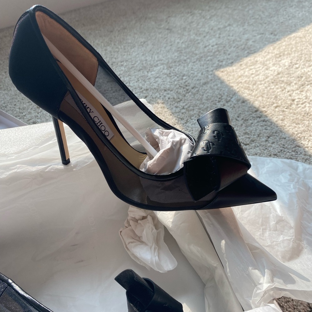 Jimmy Choo Black Mesh Heels